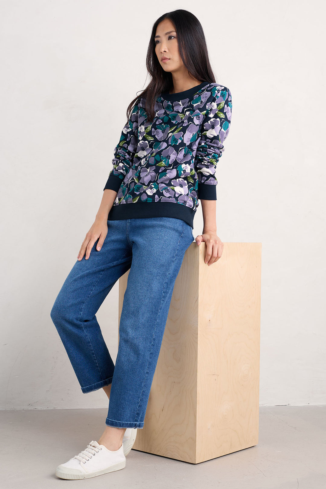 Seasalt Bright Wave Sweatshirt Paper Hellebores Echium WM36195R - Shirley Allum Boutique