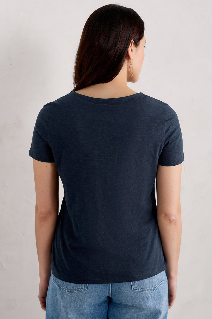 Seasalt Camerance Navy Maritime Wide Neck T-Shirt