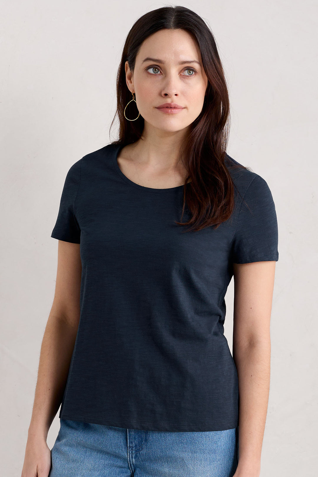 Seasalt Camerance Navy Maritime Wide Neck T-Shirt