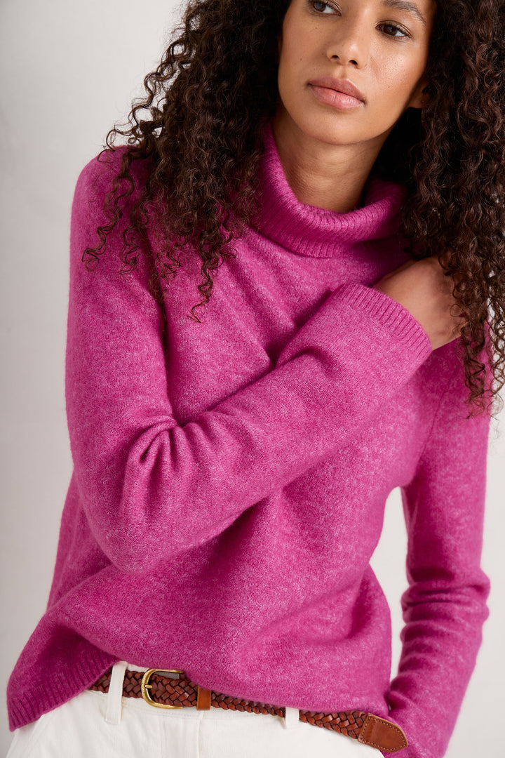 Seasalt Cloud Chasing Pink Crocus Melange Roll Neck Jumper - Shirley Allum Boutique