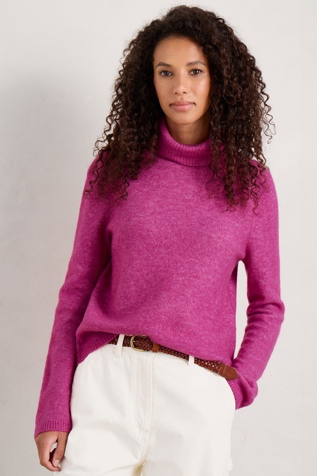 Seasalt Cloud Chasing Pink Crocus Melange Roll Neck Jumper - Shirley Allum Boutique