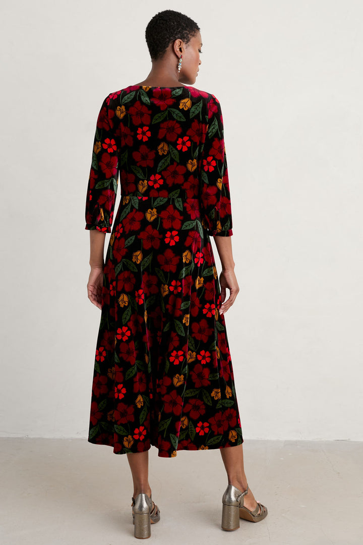 Seasalt Collaged Rose Onyx Carmine Oak Cottage Velvet Dress - Shirley Allum Boutique