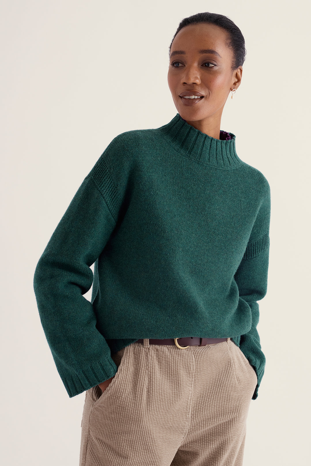 Seasalt Cornwall Bedruthan jumper in Loch green knit melange