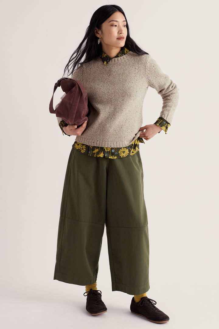 Seasalt Cornwall Dawson Pick Birch Beige Jumper, full length on model
