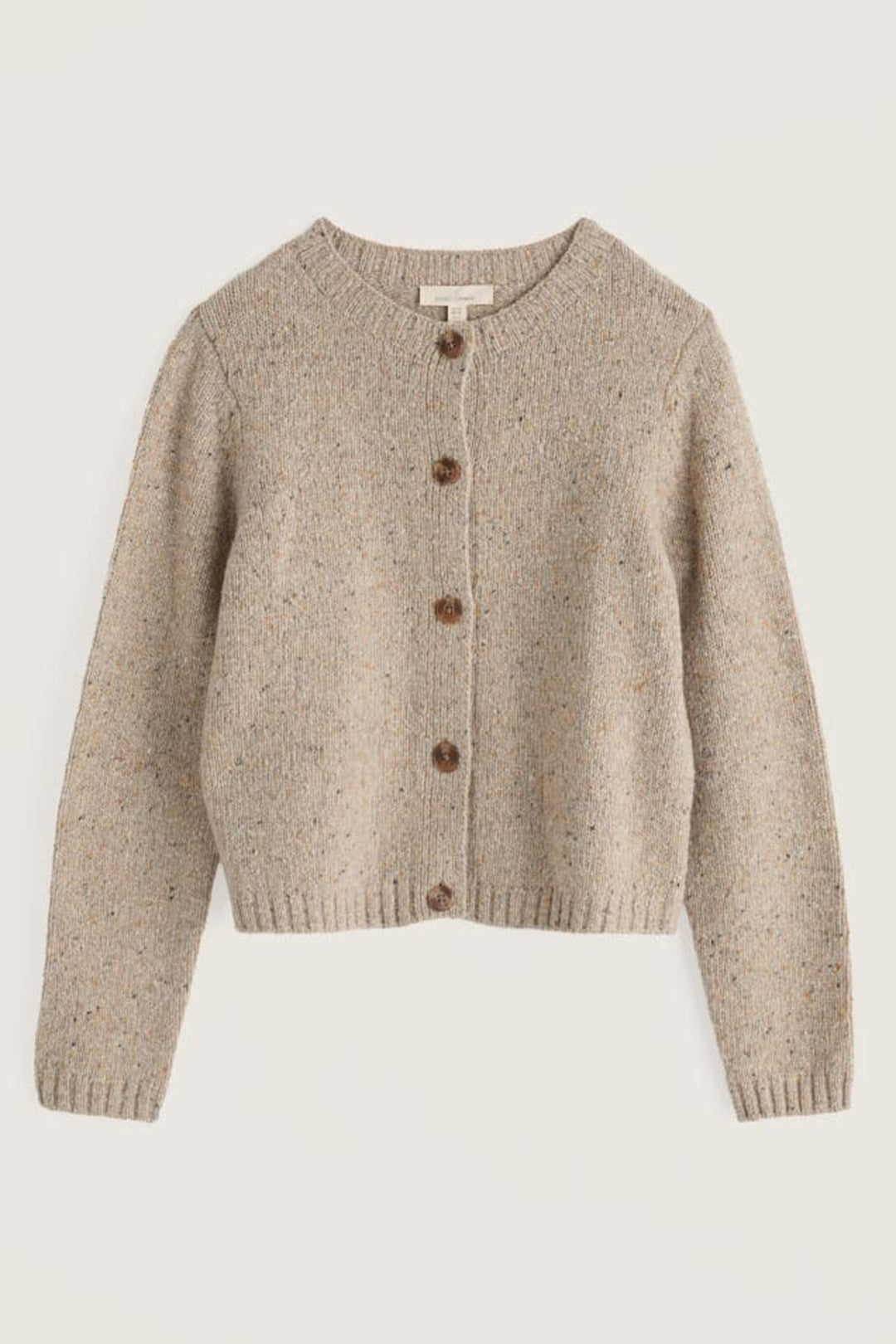 Seasalt Cornwall Dawson Pick Birch Beige Merino Cardigan, cardigan shown flat