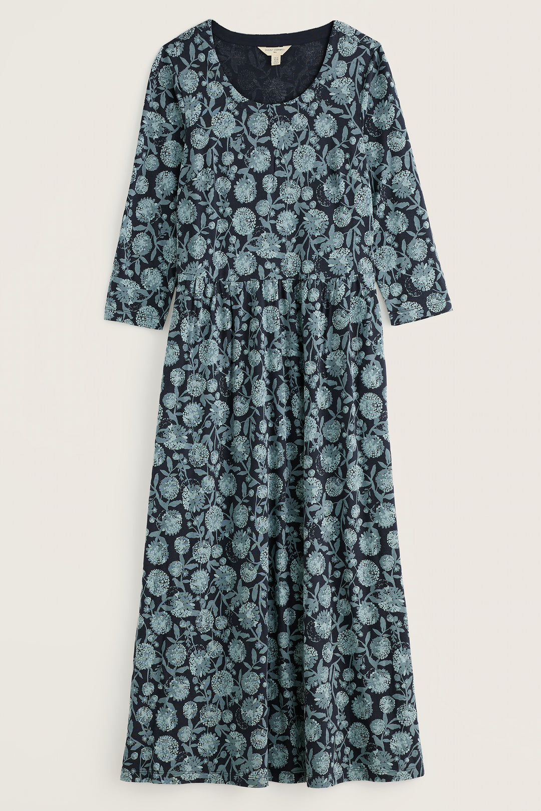 Seasalt Cornwall Emily Allium Flowers Lichen Navy Dress, dress shown flat