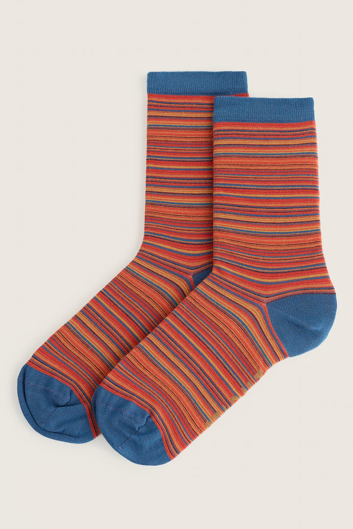 Seasalt Cornwall Everyday Ripple Marks Dark Terracotta Mix Orange Socks AC14248 39176, packshot