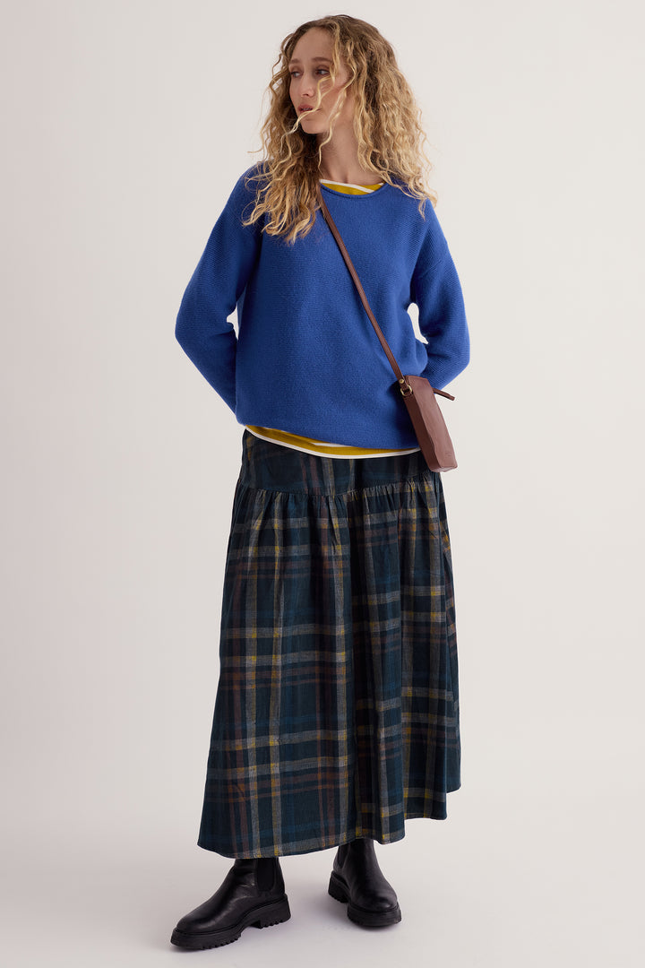 Seasalt Cornwall Fruity II Light Marine Blue Jumper, full length on model