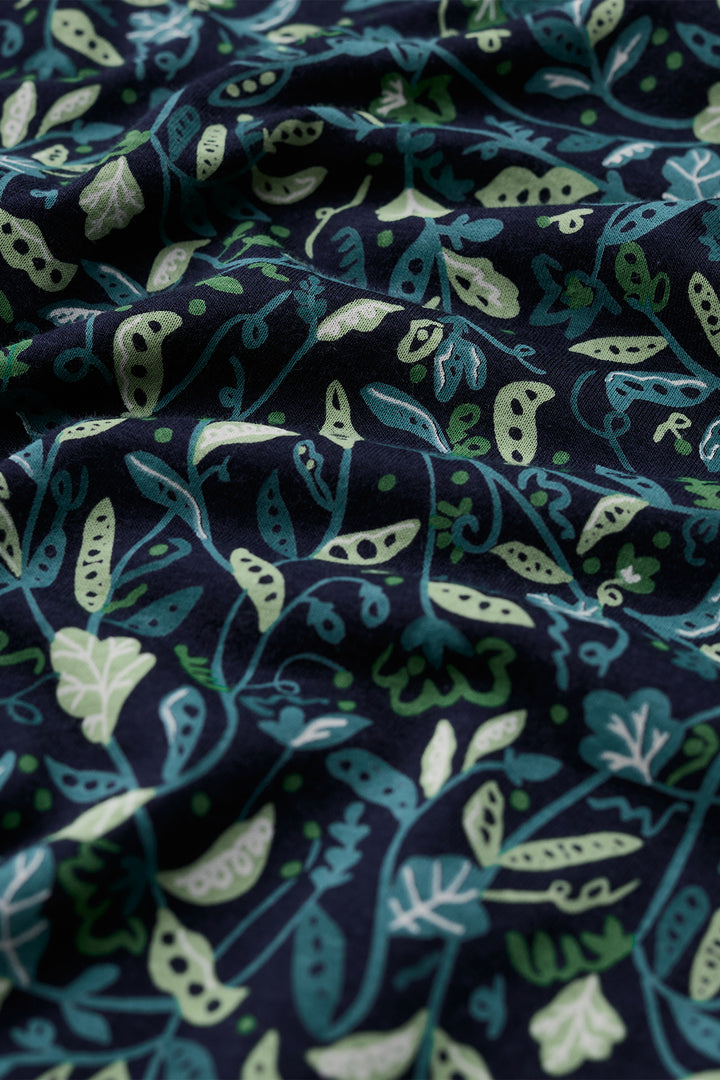 Seasalt Cornwall Kellow Garden Peas Maritime Navy Top, print close up