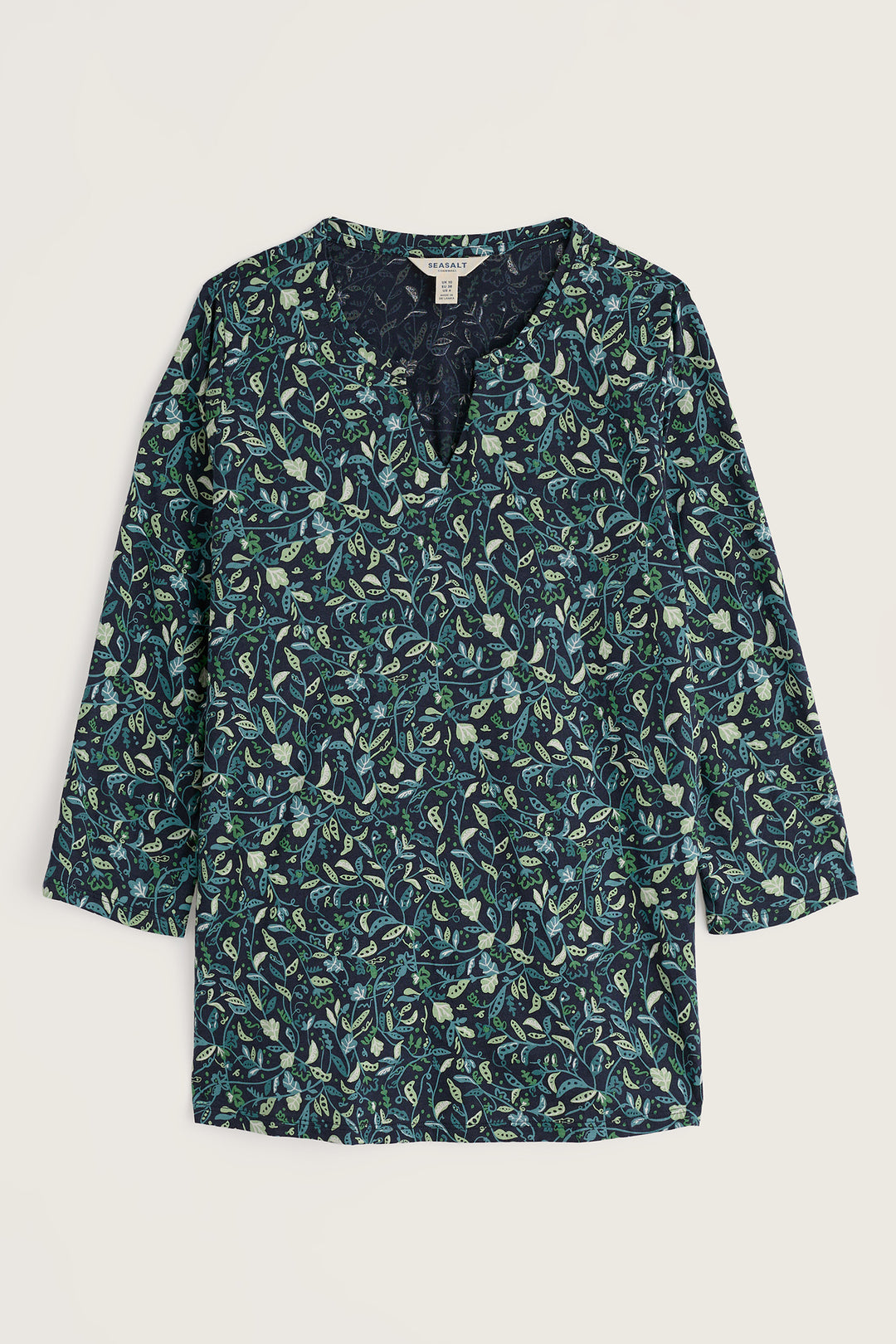 Seasalt Cornwall Kellow Garden Peas Maritime Navy Top, top shown flat