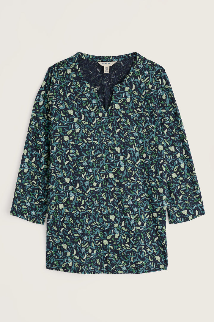 Seasalt Cornwall Kellow Garden Peas Maritime Navy Top, top shown flat