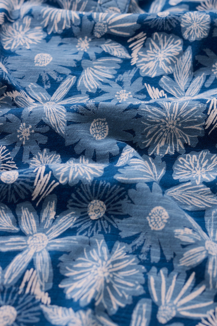 Seasalt Cornwall Moon Window Sketchbook Blooms Marine Blue Tunic WM40333 38423, floral print fabric detail