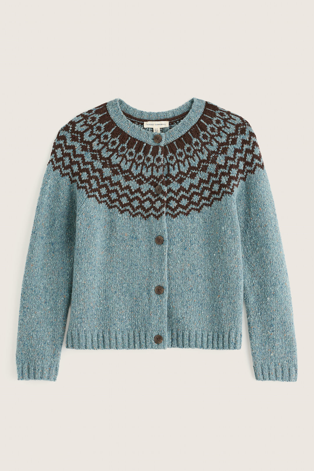 Seasalt Cornwall Port Kinnis merino cardigan in Wag Tail Lichen Seedbed multicolour