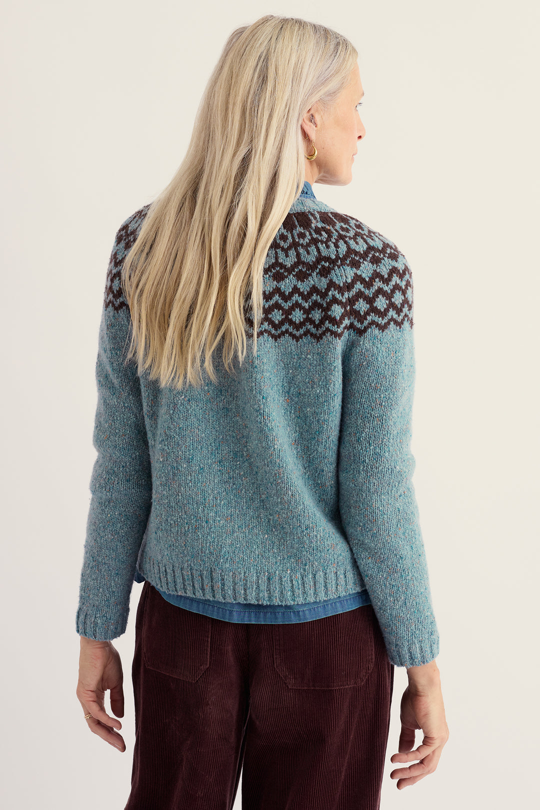 Seasalt Cornwall Port Kinnis merino cardigan in Wag Tail Lichen Seedbed multicolour