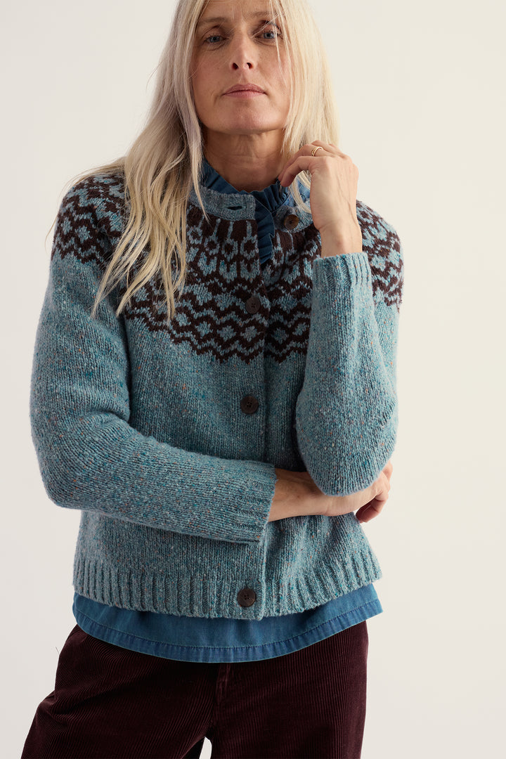Seasalt Cornwall Port Kinnis merino cardigan in Wag Tail Lichen Seedbed multicolour