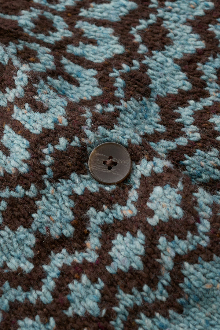 Seasalt Cornwall Port Kinnis merino cardigan in Wag Tail Lichen Seedbed multicolour, fabric detail