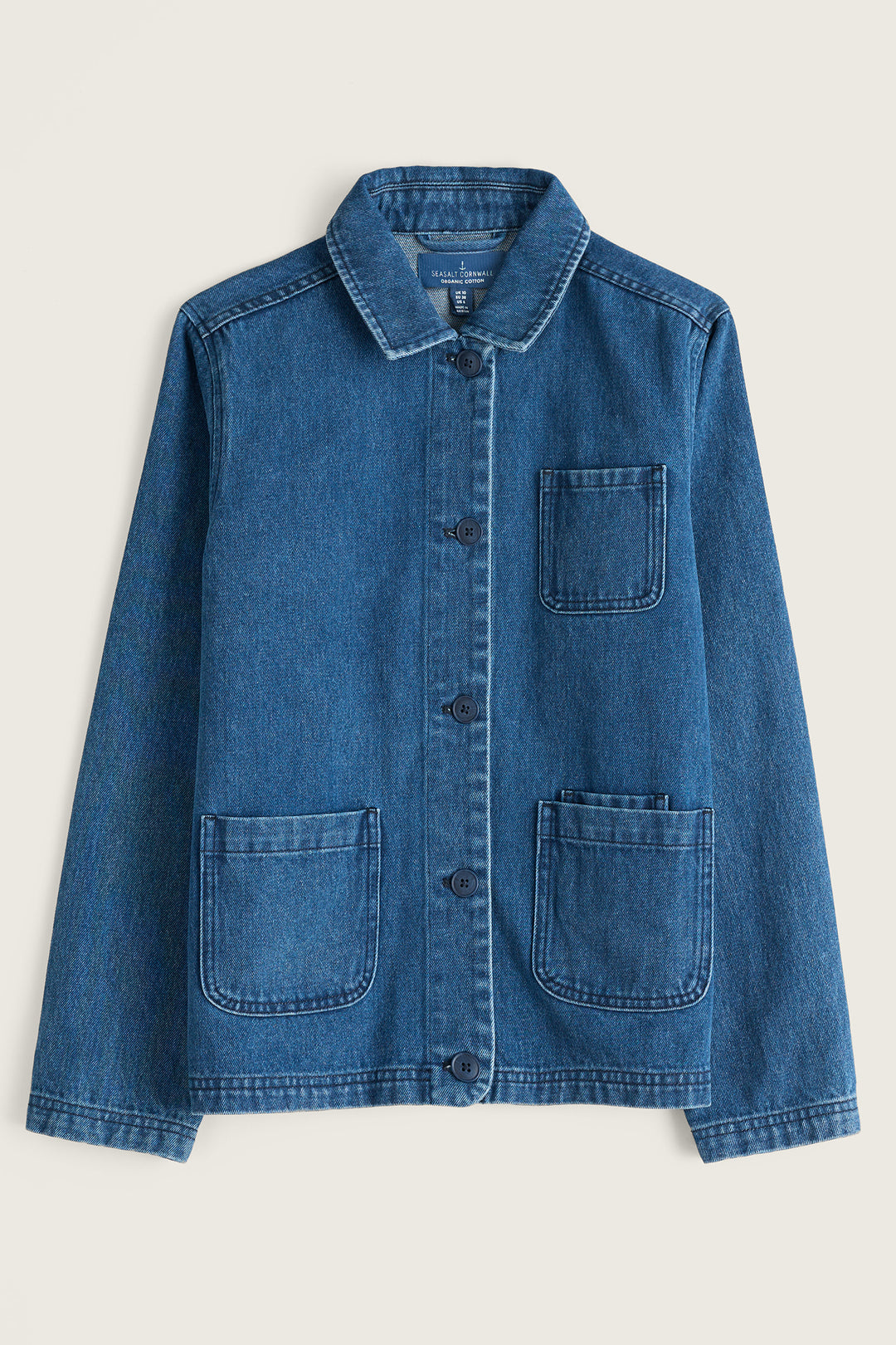 Seasalt Cornwall Reading Rocks Mid Wash Blue Jacket WM39282 36953, flat packshot