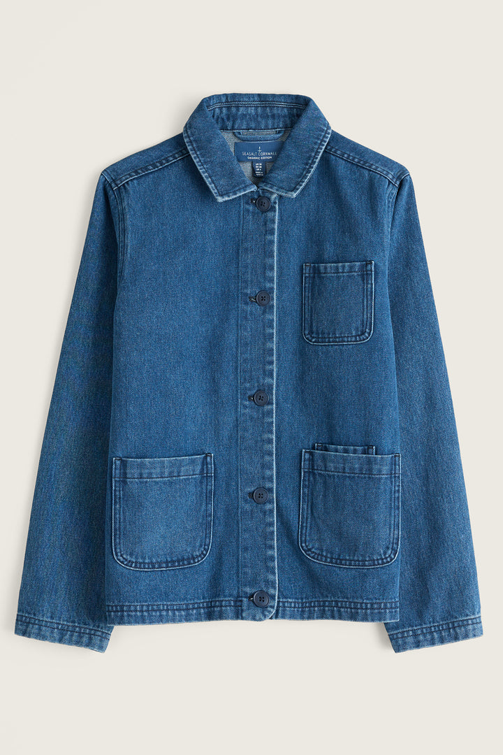 Seasalt Cornwall Reading Rocks Mid Wash Blue Jacket WM39282 36953, flat packshot