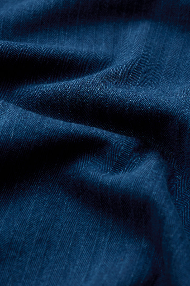 Seasalt Cornwall River Cove Mid Indigo Blue Dress WM40670 37673, herringbone cotton fabric detail