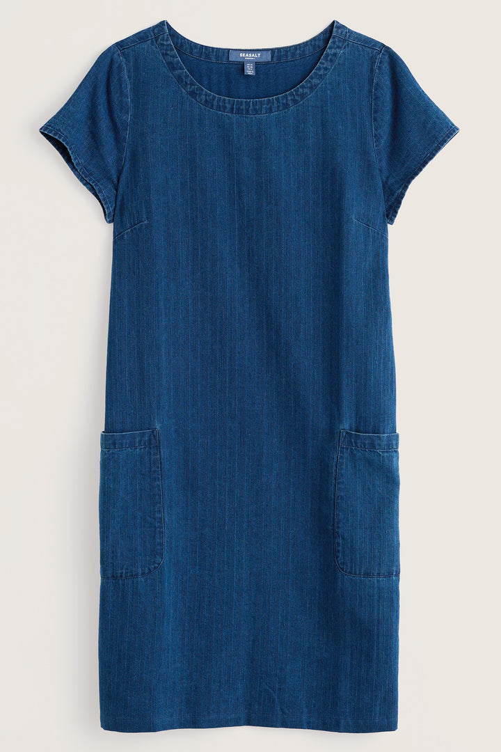 Seasalt Cornwall River Cove Mid Indigo Blue Dress WM40670 37673, flat packshot