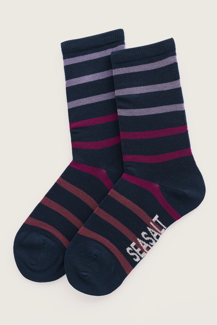 Seasalt Cornwall Sailor Socks Breton Shades Echium Navy AC23180 39051, packshot
