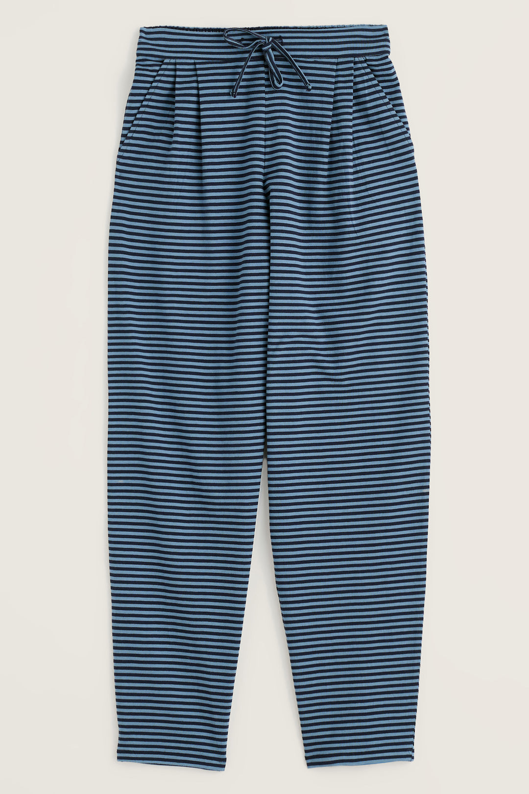 Seasalt Cornwall Setting Sun Obliques Maritime Cadet Navy Pyjamas, pyjama trousers shown flat