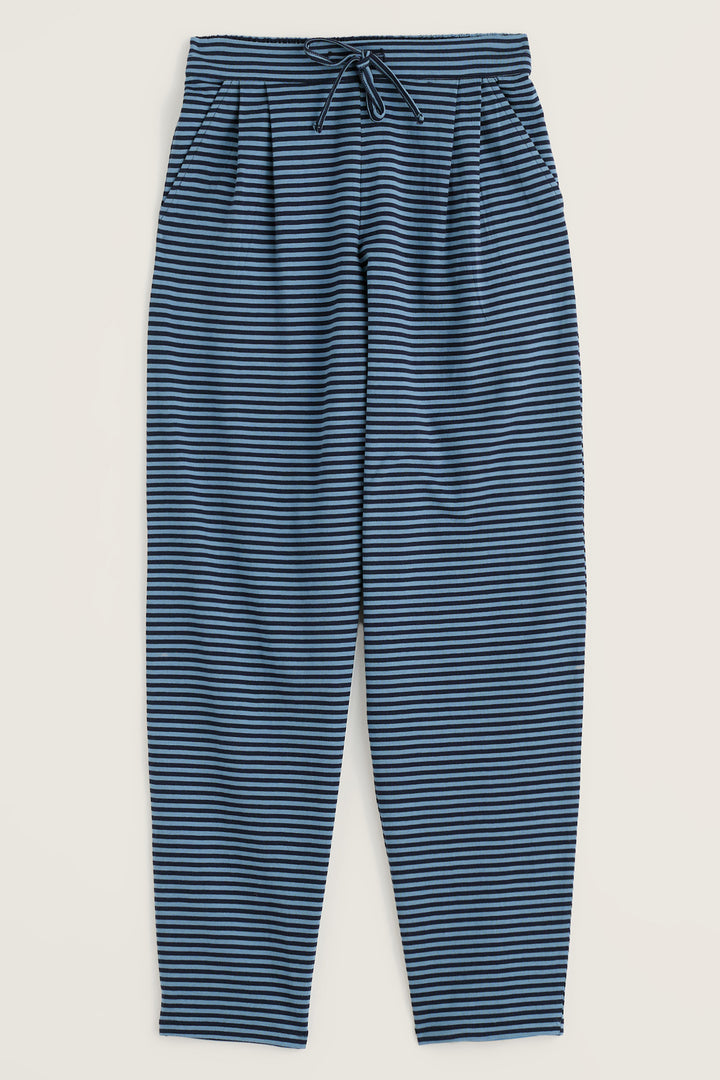 Seasalt Cornwall Setting Sun Obliques Maritime Cadet Navy Pyjamas, pyjama trousers shown flat