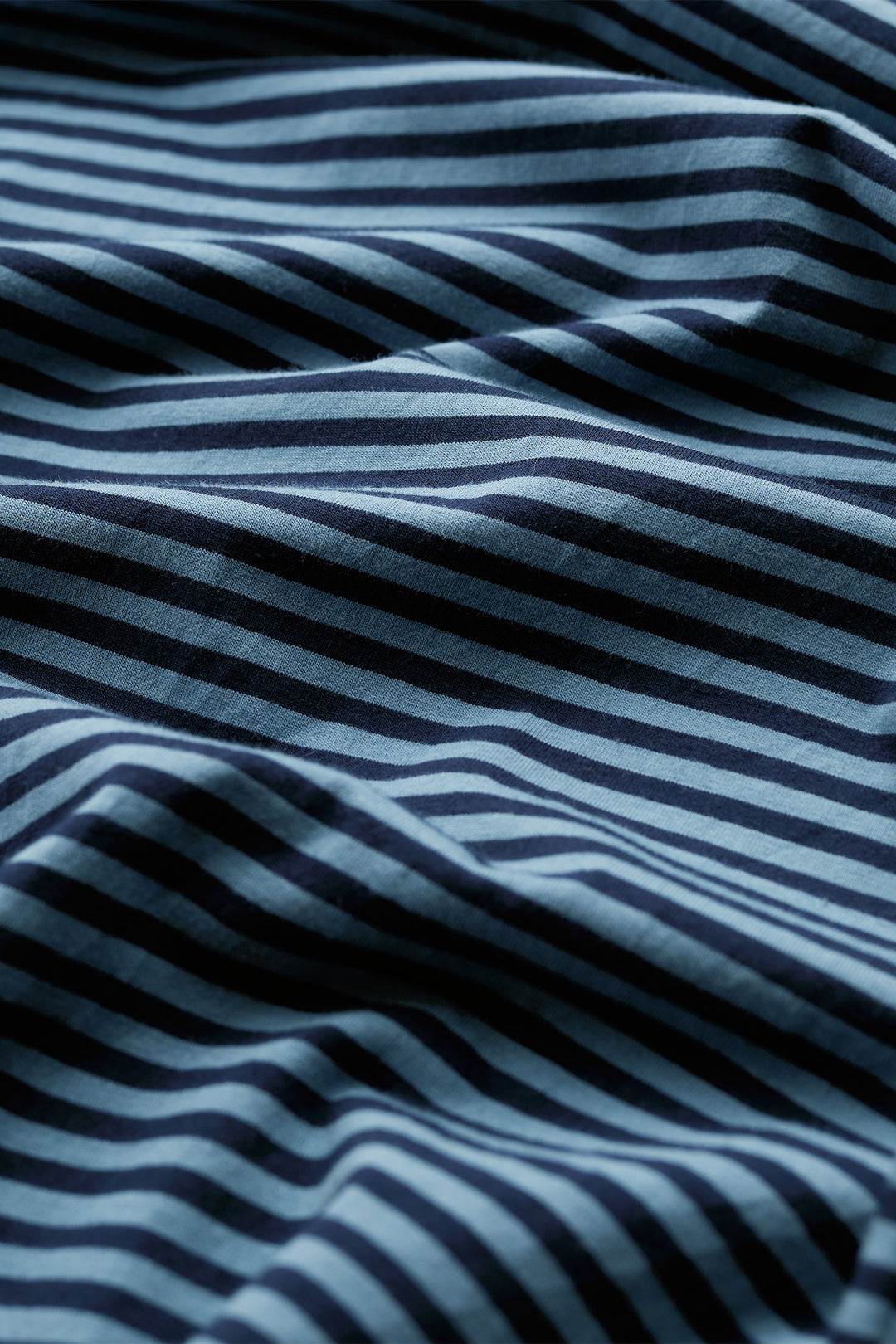 Seasalt Cornwall Setting Sun Obliques Maritime Cadet Navy Pyjamas, stripe and fabric close up