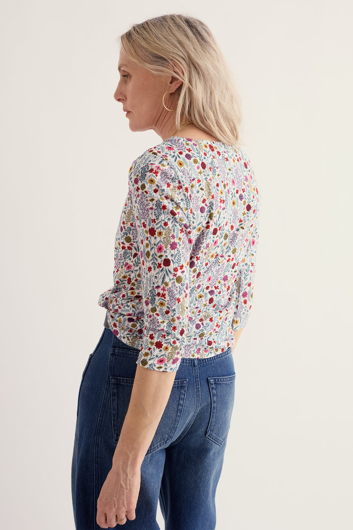 Seasalt Cornwall Studio Glass Wild Borders Chalk White Top WM40477 38415, back view on model
