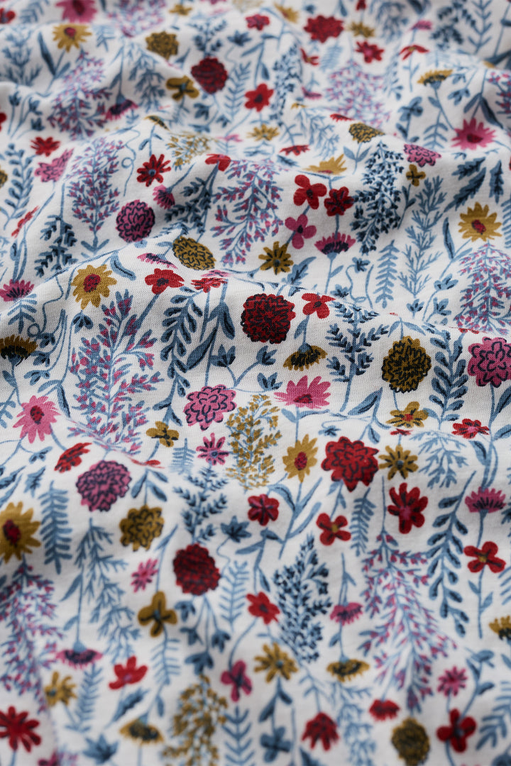 Seasalt Cornwall Studio Glass Wild Borders Chalk White Top WM40477 38415, floral print fabric detail