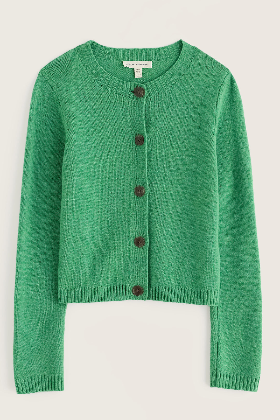 Seasalt Cornwall Tern Tide Pea Pod Green Merino Cardigan WM32107 38442, packshot