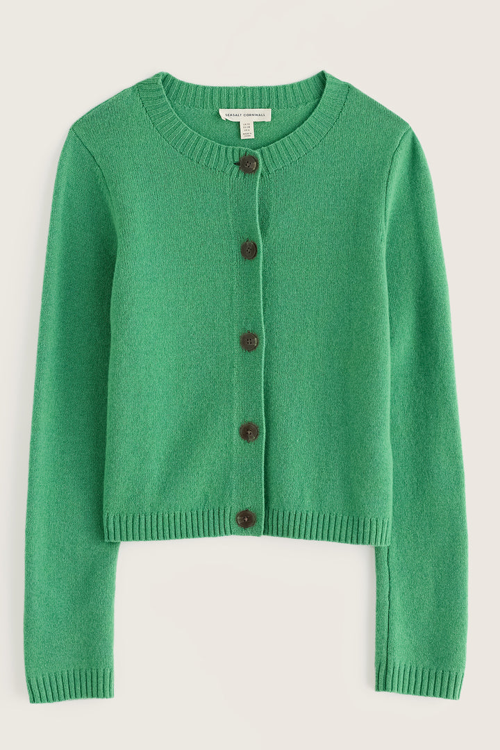 Seasalt Cornwall Tern Tide Pea Pod Green Merino Cardigan WM32107 38442, packshot