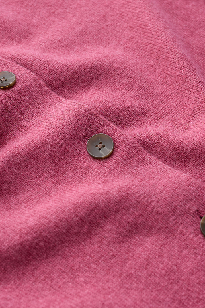 Seasalt Cornwall Tern Tide Rosa Pink Merino Cardigan WM32107 36475, knit and button detail