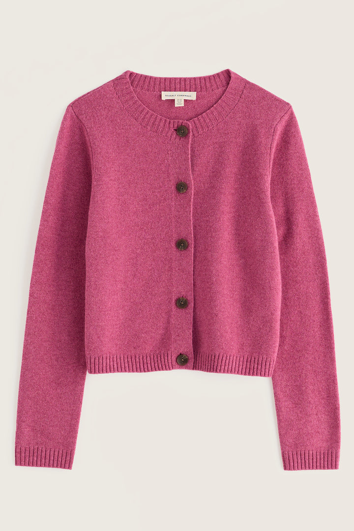 Seasalt Cornwall Tern Tide Rosa Pink Merino Cardigan WM32107 36475, packshot