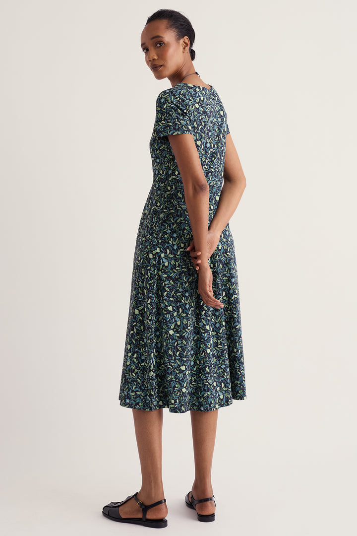 Seasalt Cornwall Veronica Garden Peas Maritime Navy Dress WM32710 38406, back view on model