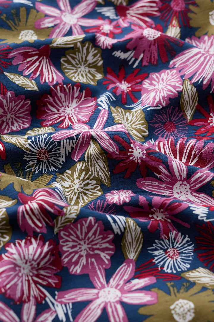 Seasalt Cornwall Veronica Sketchbook Blooms Rosa Pink Dress WM32710 38424, floral print fabric detail