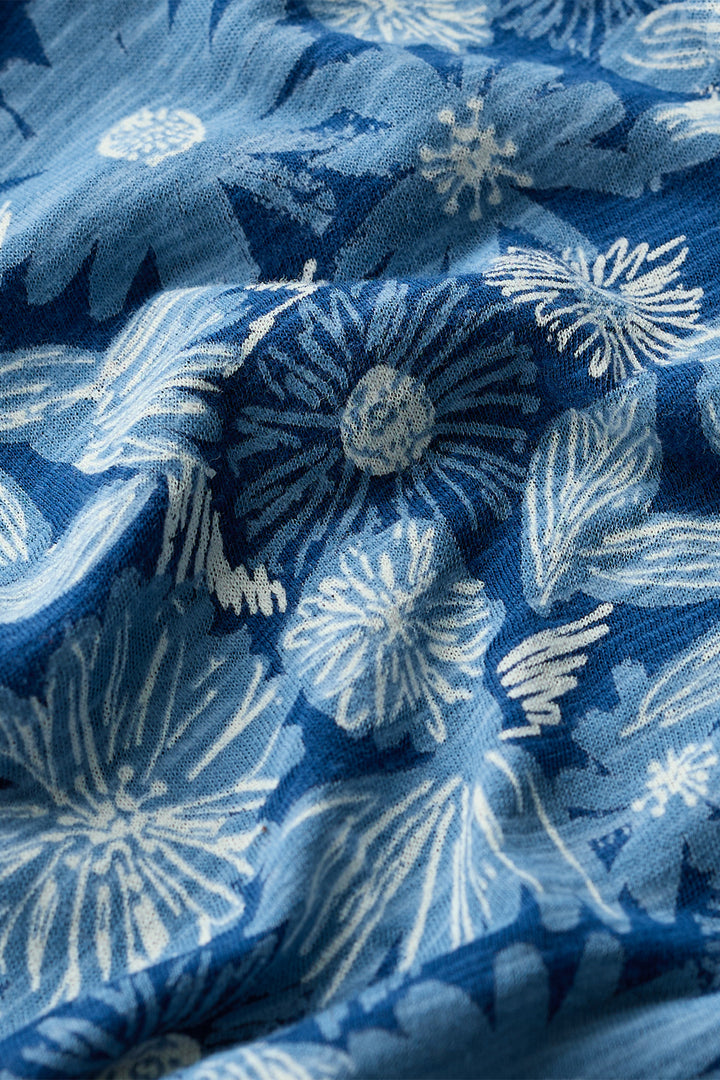 Seasalt Cornwall Wavecrest Sketchbook Blooms Marine Blue Shirt WM39278 38423, floral print fabric detail