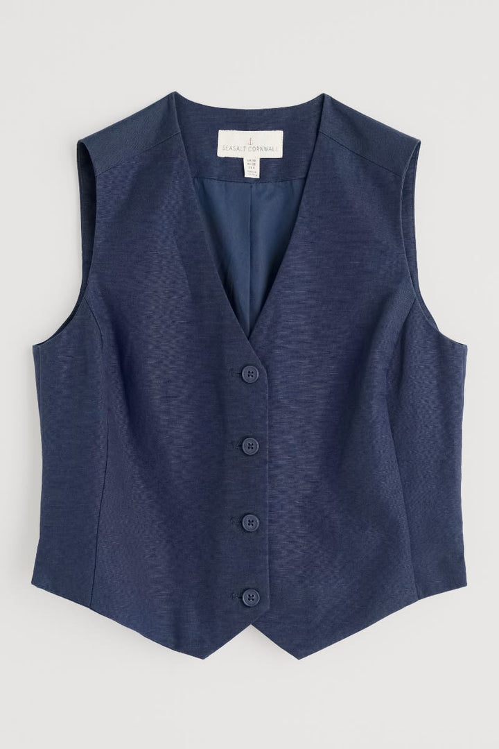 Seasalt Erica Waistcoat Maritime Navy WM37335R - Shirley Allum Boutique