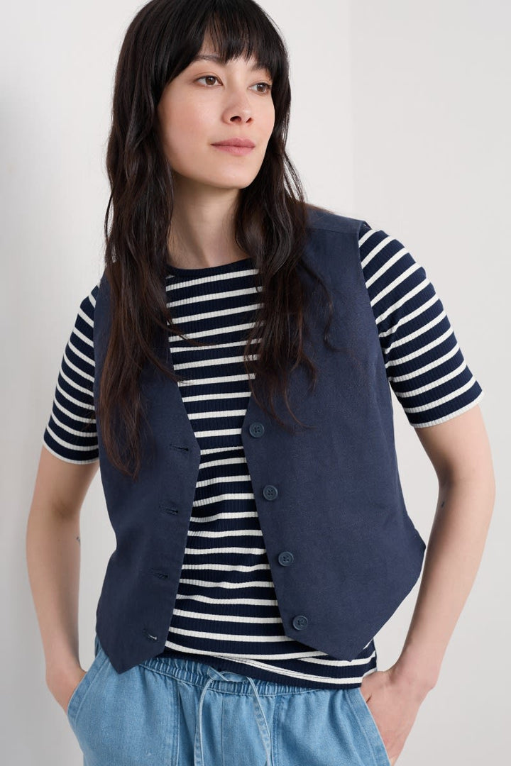 Seasalt Erica Waistcoat Maritime Navy WM37335R - Shirley Allum Boutique
