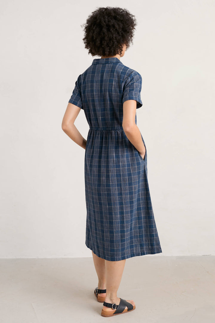 Seasalt Fleet Lifton Dark Night Blue Check Dress - Shirley Allum Boutique