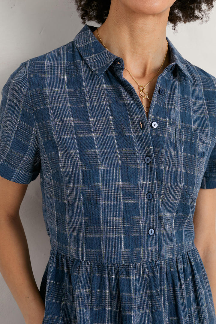 Seasalt Fleet Lifton Dark Night Blue Check Dress - Shirley Allum Boutique