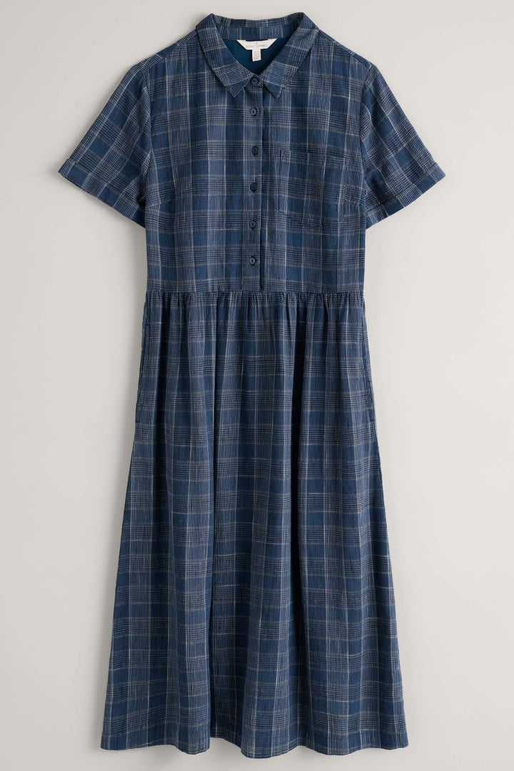 Seasalt Fleet Lifton Dark Night Blue Check Dress - Shirley Allum Boutique