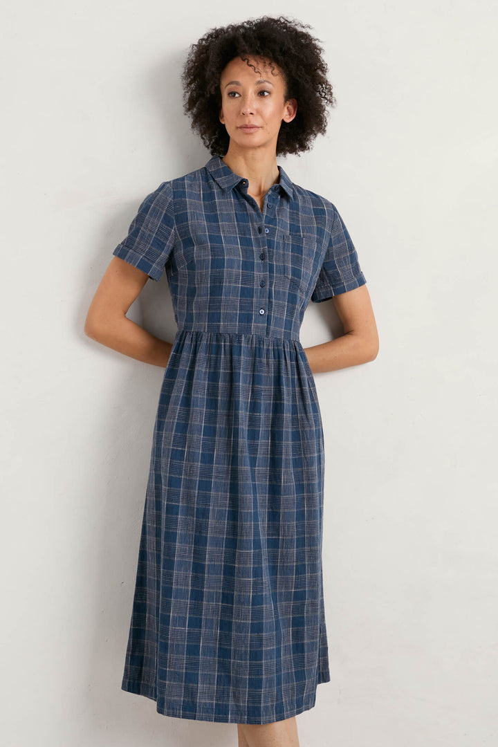 Seasalt Fleet Lifton Dark Night Blue Check Dress - Shirley Allum Boutique