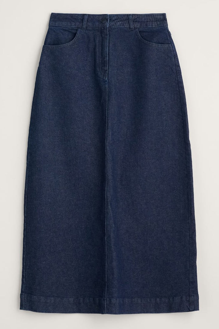 Seasalt Fruit Tree Midi Denim Skirt Navy Dark Rinse Wash B-WM35594-20725 - Shirley Allum Boutique