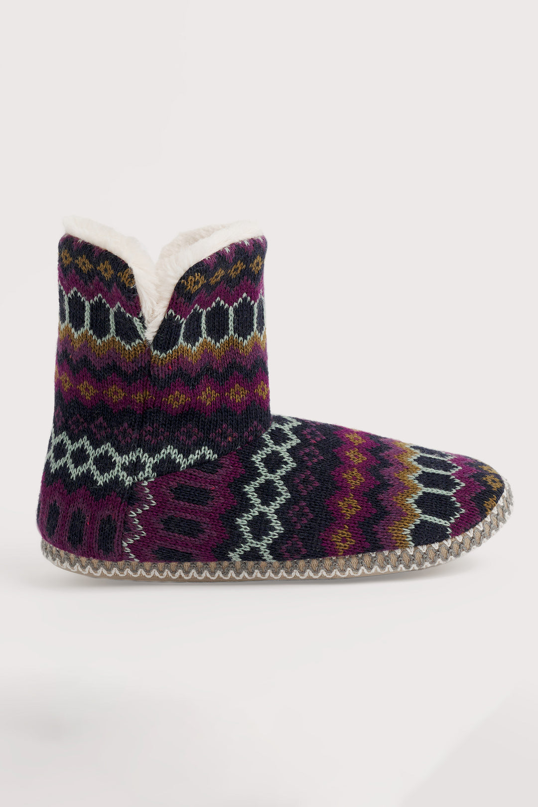 Seasalt FT31541s Snooze Modernist Grape Multi Slipper Booties