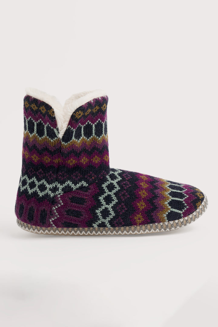 Seasalt FT31541s Snooze Modernist Grape Multi Slipper Booties