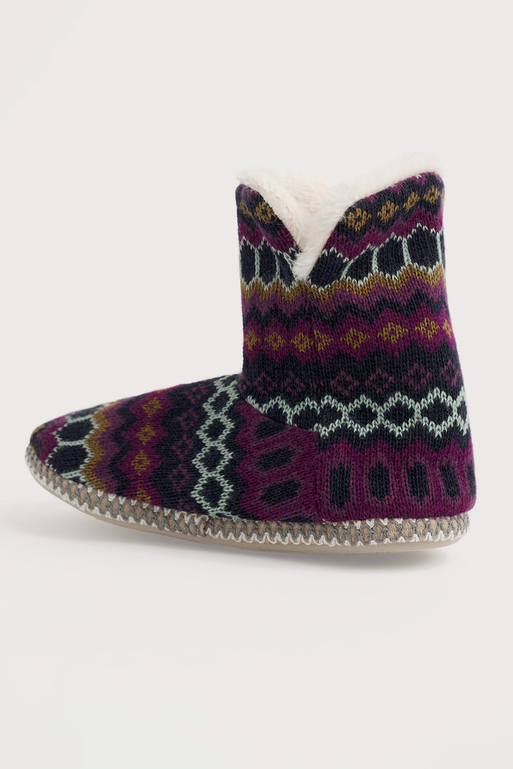 Seasalt FT31541s Snooze Modernist Grape Multi Slipper Booties