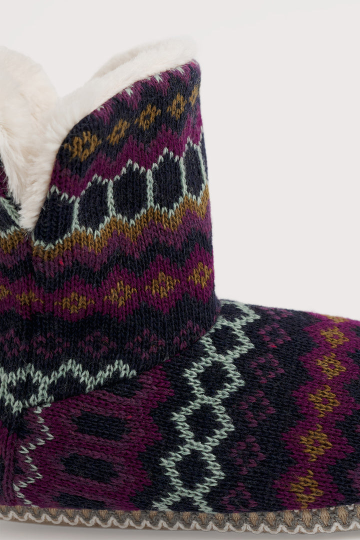 Seasalt FT31541s Snooze Modernist Grape Multi Slipper Booties