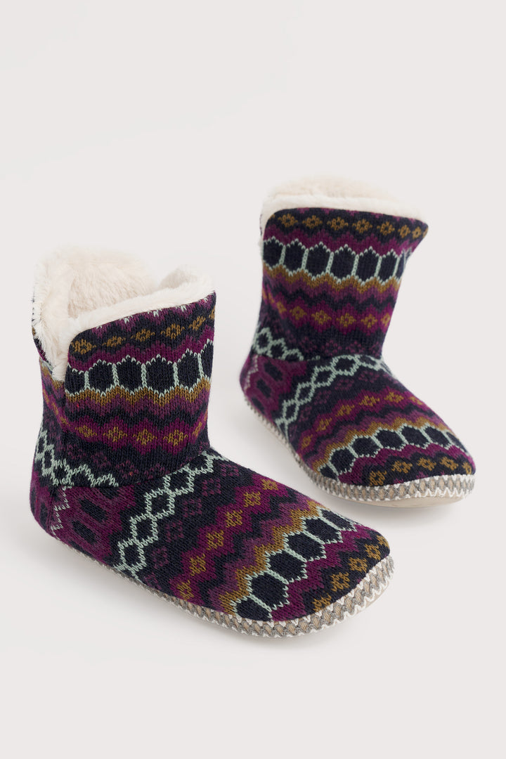 Seasalt FT31541s Snooze Modernist Grape Multi Slipper Booties
