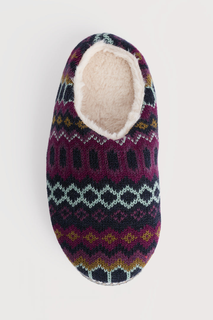 Seasalt FT38964S Starry Eyed Slipper Fair Isle Knit Modernist Grape Multi